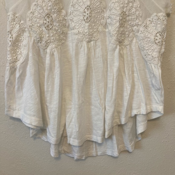 Meadow Rue White Cropped Crochet Mesh Top S - Picture 4 of 8